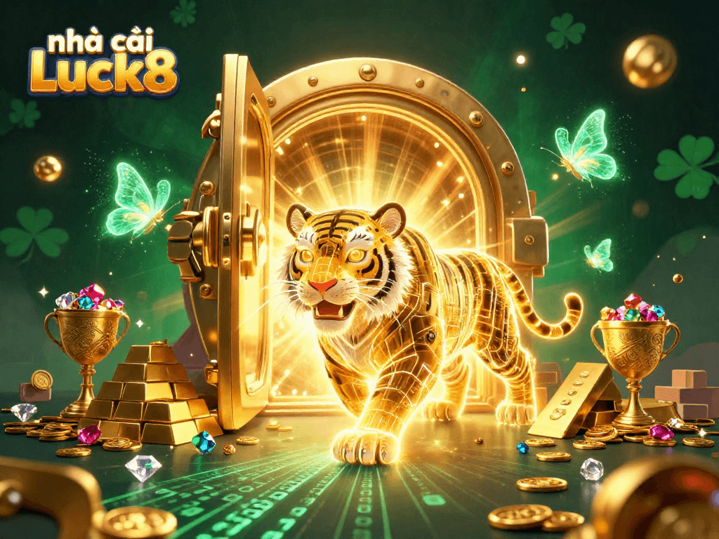 Engaging scene showcasing nhà cái Luck8 with dynamic characters in a vibrant casino setting.