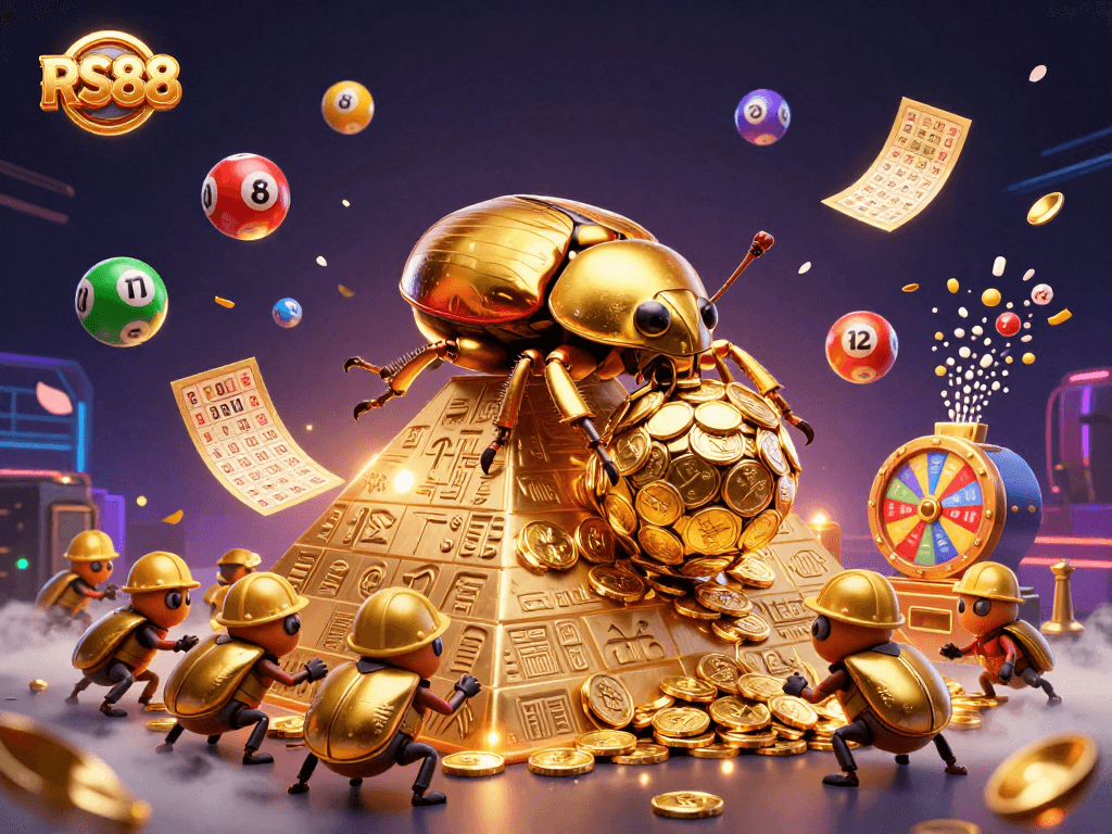 Experience exciting gameplay at RS88 with vibrant lottery balls and a dynamic casino scene.