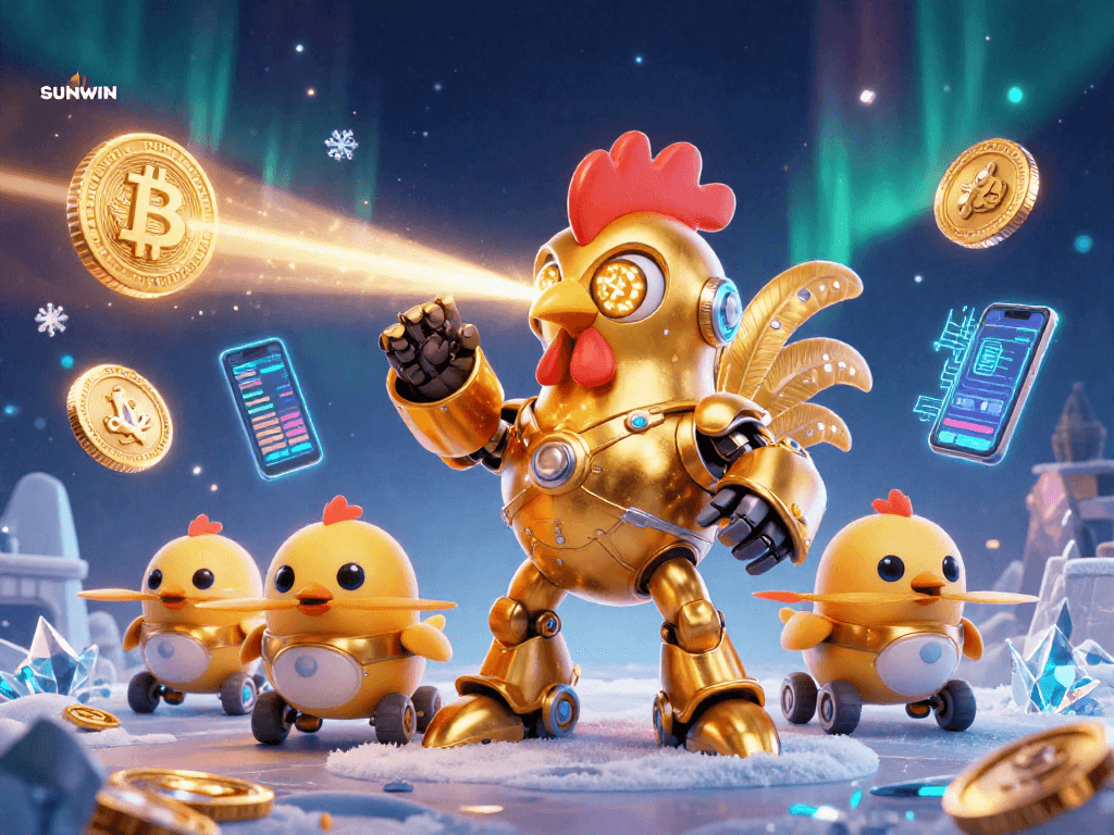 SUNWIN players engage in thrilling casino adventures with futuristic characters, immersive slots, and blockchain elements.