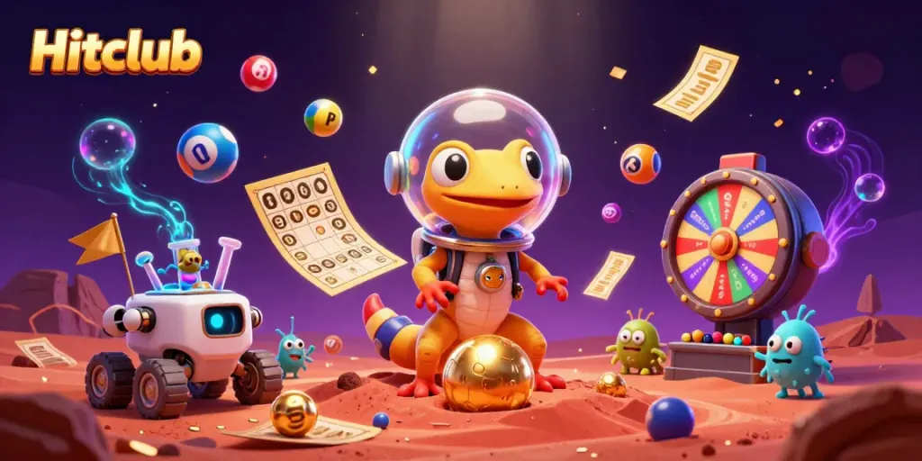 Hitclub offers vibrant opportunities with a Martian gecko discovering a golden casino.