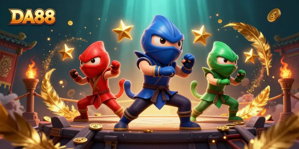 Experience thrilling gameplay with DA88 featuring ninja chameleons in an exciting casino environment.