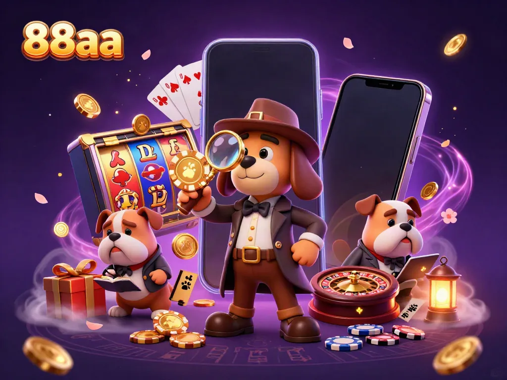 Explore gaming excitement with 88aa as a detective discovers poker treasures in a casino scene.