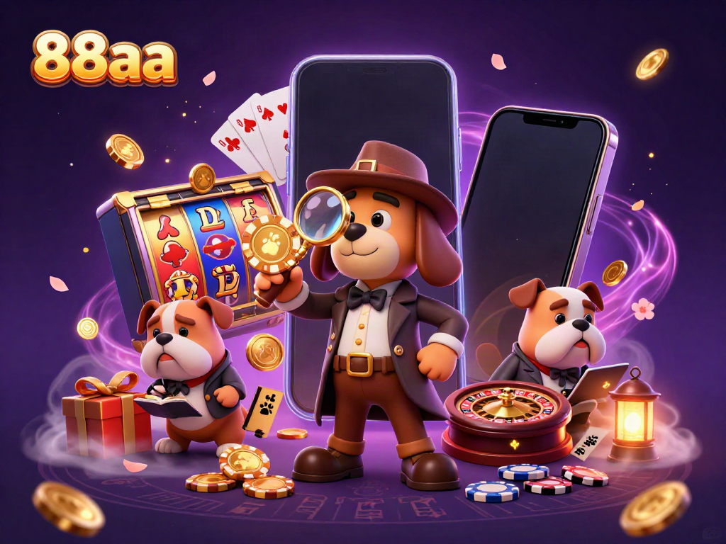 Explore gaming excitement with 88aa as a detective discovers poker treasures in a casino scene.