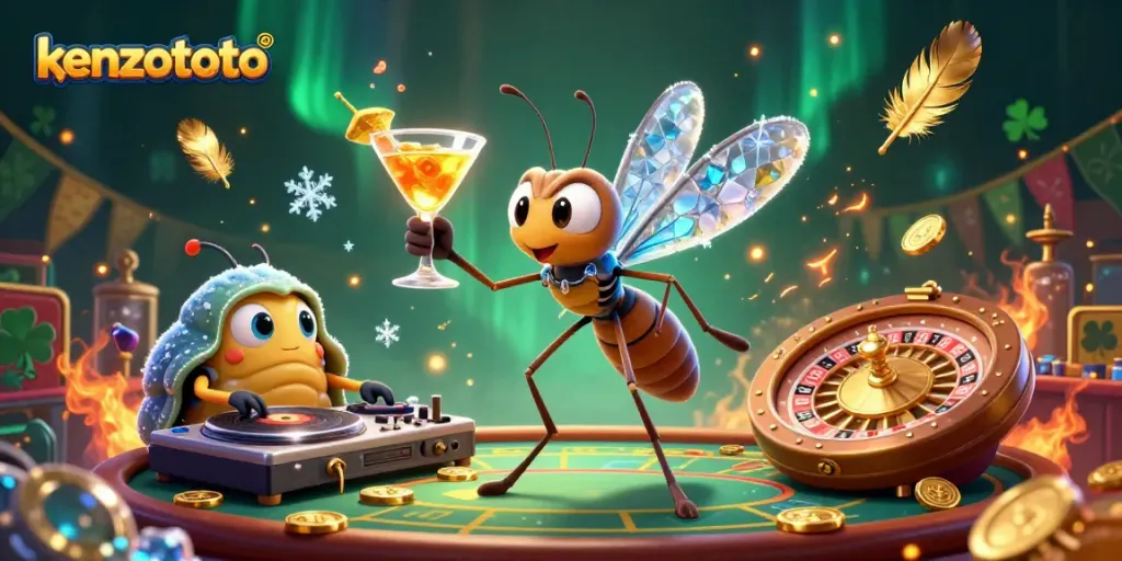 Experience the excitement of kenzototo with lively casino mascots and vibrant game elements.