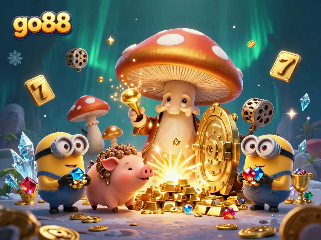 Experience endless winning opportunities with go88's golden slots and magical treasures illustrated.