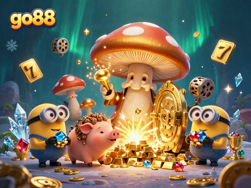 Experience endless winning opportunities with go88's golden slots and magical treasures illustrated.