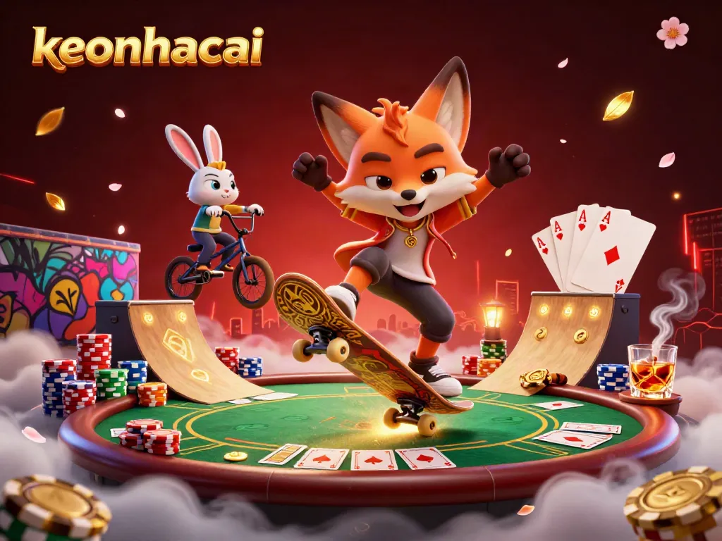 Experience strategic betting with keonhacai featured in a vibrant 3D casino illustration.