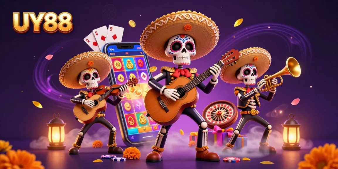 Experience thrilling gameplay at UY88 with a vibrant mariachi band amidst casino excitement.