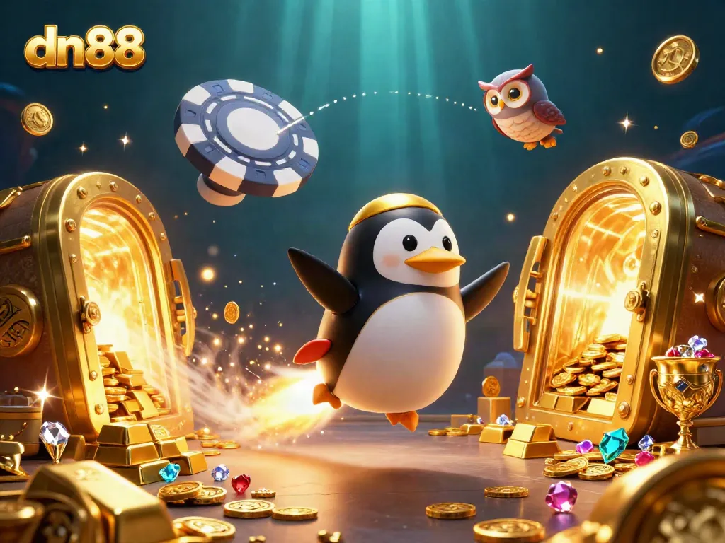 Play exciting casino games with dn88, featuring vibrant graphics and dynamic gold elements.