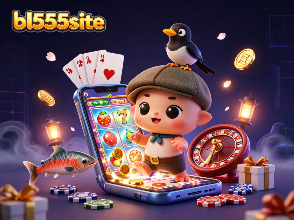 Win big at bl555site with vibrant slot games, as playful characters surround the action.