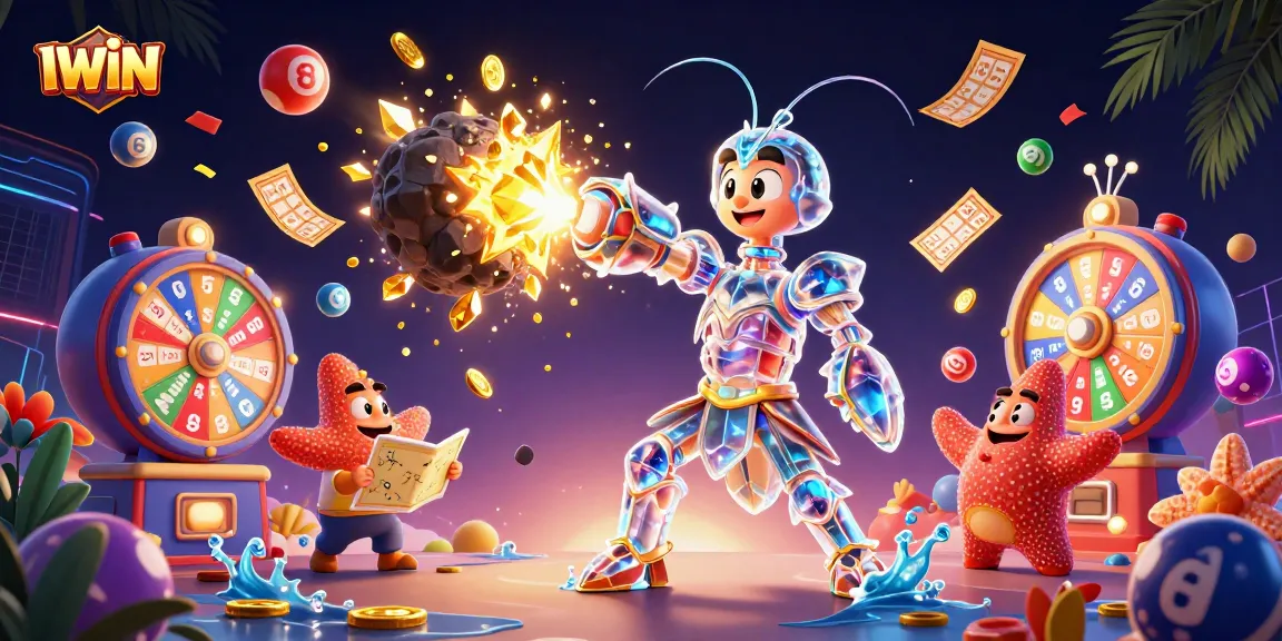 IWIN energizes gameplay with a vibrant galaxy scene filled with dynamic lottery elements and golden prizes.