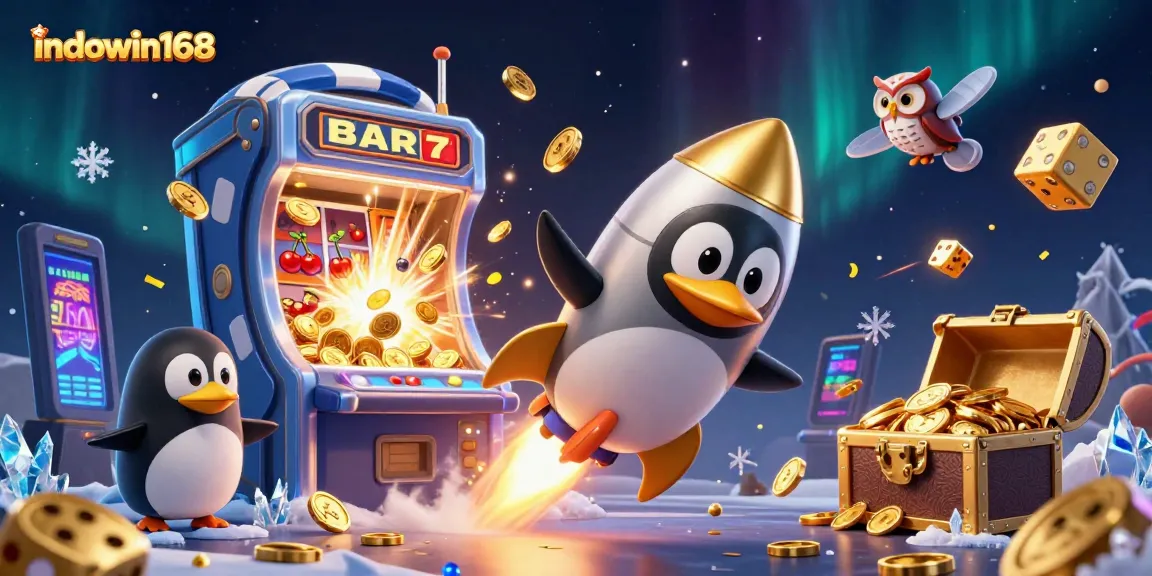 Menangkan slot jackpot dengan indowin168 dalam ilustrasi kasino 3D yang penuh keberuntungan.