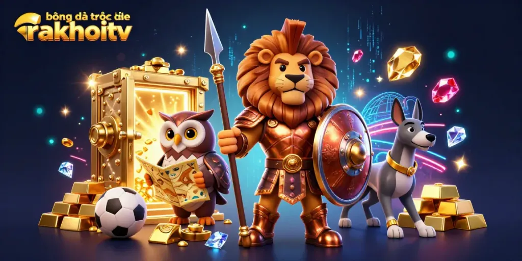 Experience the action of bóng đá trực tuyến rakhoitv with dynamic sports betting visuals and vibrant 3D characters.