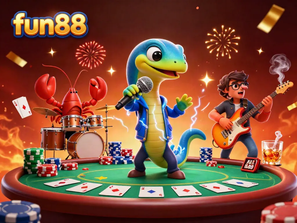 Experience excitement at fun88 with an electric DJ eel performing at an underwater casino stage.