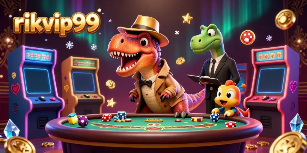 Experience the thrill of rikvip99 with unique characters and vibrant casino elements in a captivating scene