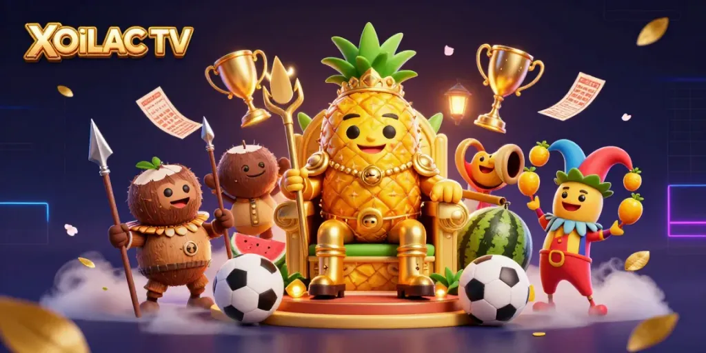 Engage with thrilling gameplay at XOILAC TV featuring a lively beach casino scene with colorful sports elements.