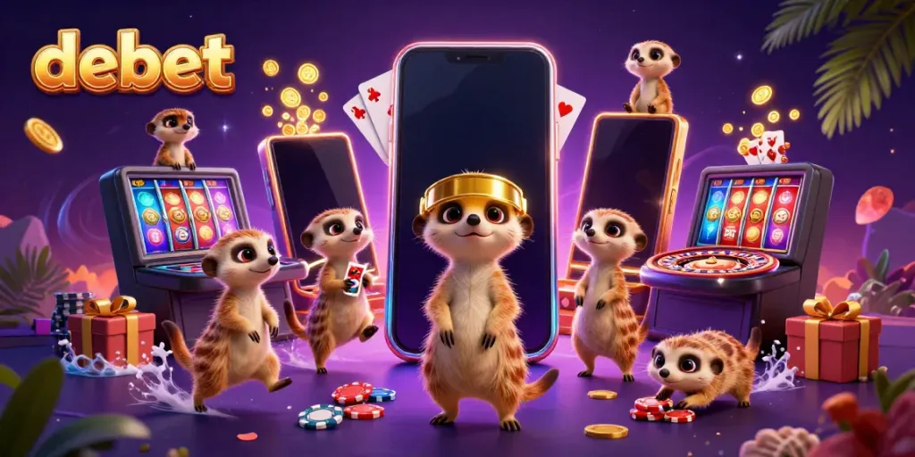 Experience the excitement of debet with meerkats nestled in a colorful casino setting.