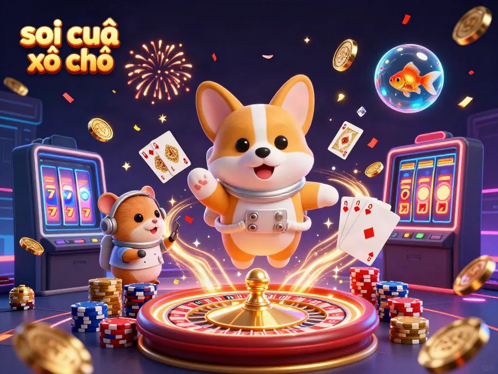 Engage in thrilling soi cầu xổ số strategies as cartoon characters celebrate in a fantasy casino