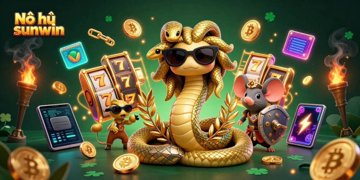 Nổ hũ sunwin scene with Medusa and a warrior mouse amid jackpot slot reels, Bitcoin and Ethereum coins, showcasing dynamic gaming excitement.