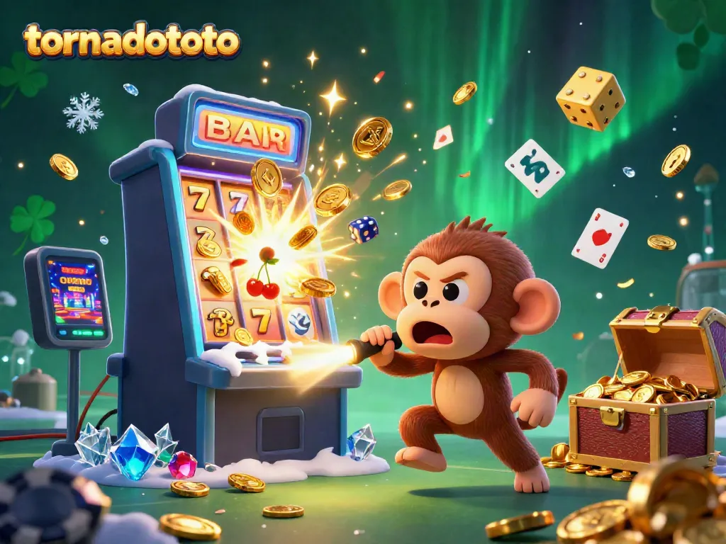 Experience the thrill of tornadototo as a ghost-hunter puppy tracks a mischievous monkey in a vibrant casino scene.