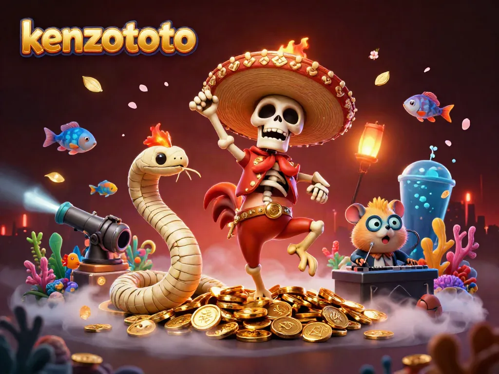 Engage with kenzototo's thrilling underwater fish shooting game featuring vivid characters and dynamic elements.