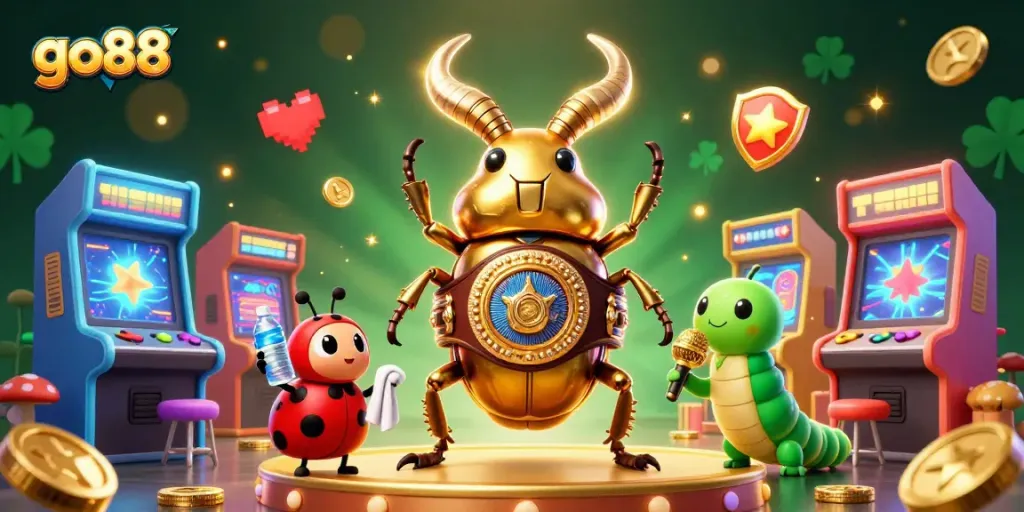 Experience thrilling gameplay with go88 in a vibrant casino-style scene featuring animated characters and game elements.