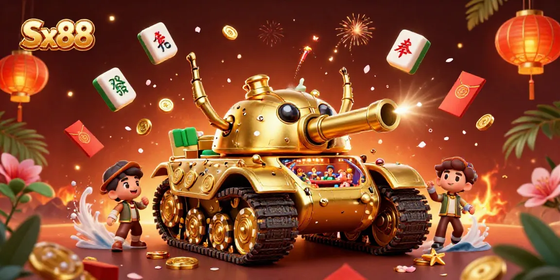 Experience the excitement of Sx88 in a vibrant miniature casino scene within a golden beetle tank.