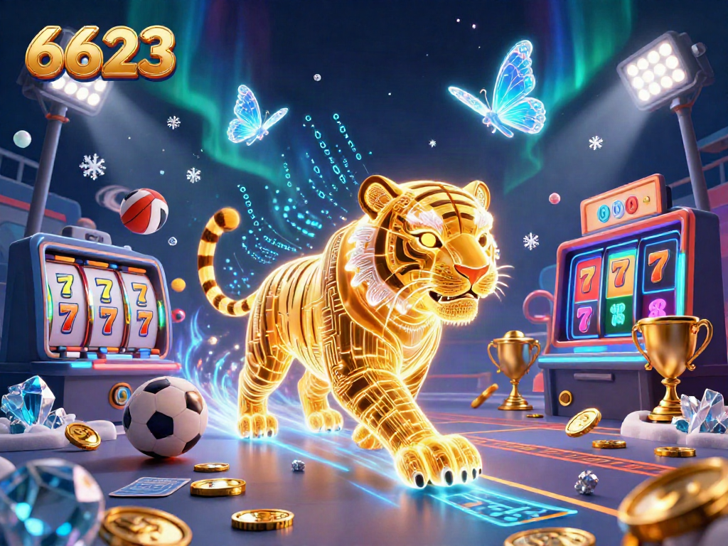 Experience the vibrant digital casino world of 6623 with dynamic gaming elements and a dazzling atmosphere.