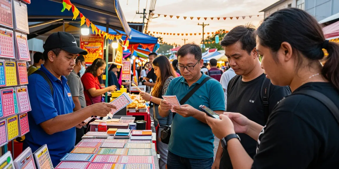 Engaged crowd in a vibrant market scene around togel 4d lottery tickets.