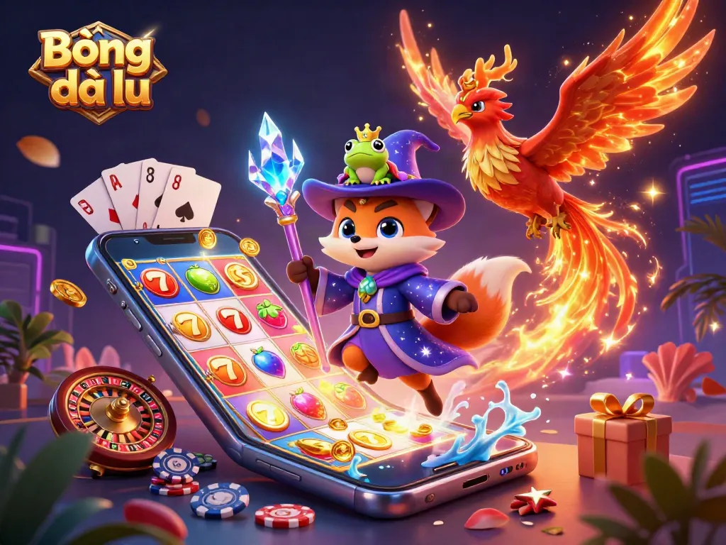 Join the excitement of Bóng đá lu with our wizard characters amid vibrant casino elements!