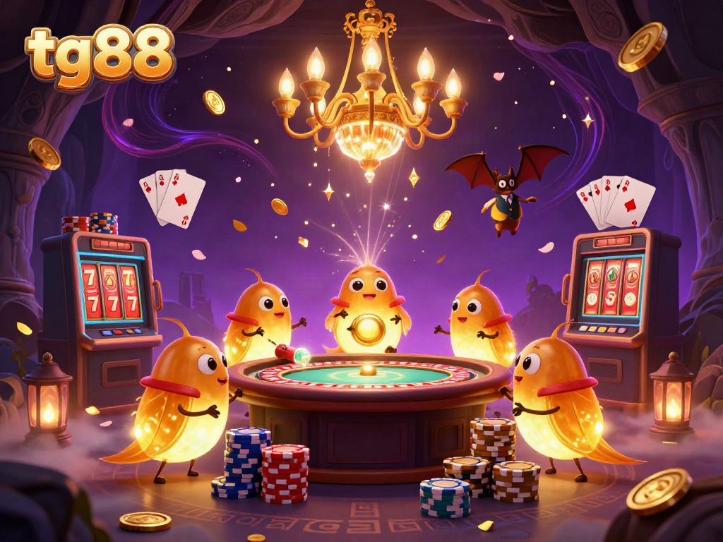 Experience thrilling gaming at tg88 with glowworms lighting up a vibrant casino scene.