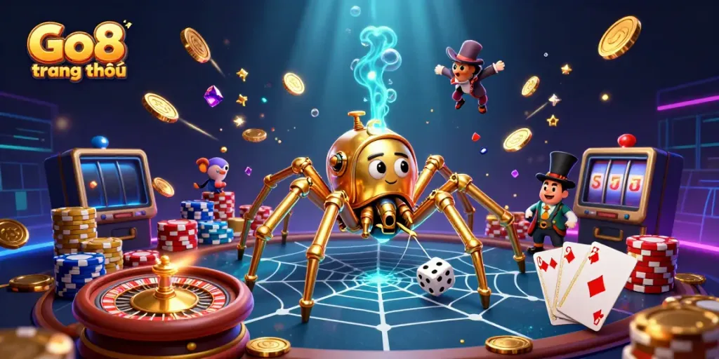 Experience the excitement of Go8 trang chủ with a vibrant steampunk casino scene featuring dynamic gaming elements.