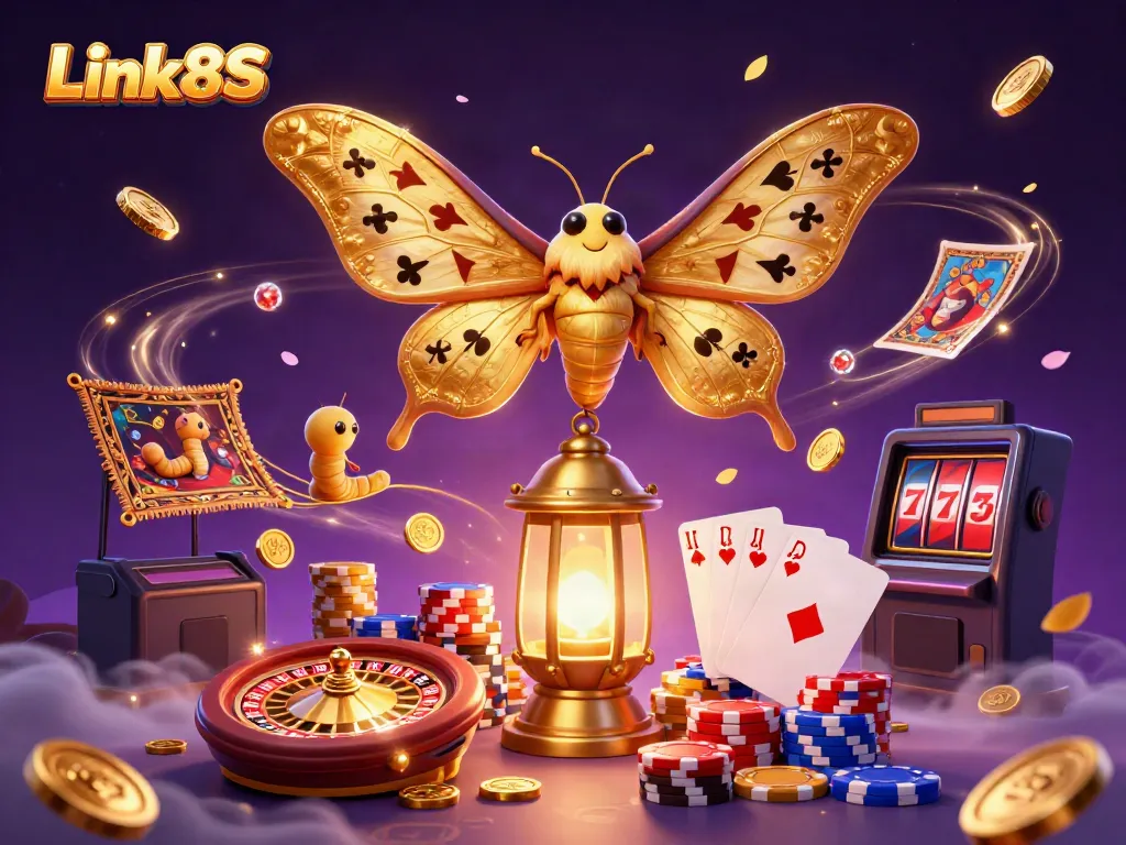 Experience thrilling gameplay with Link 8S in this colorful casino illustration.