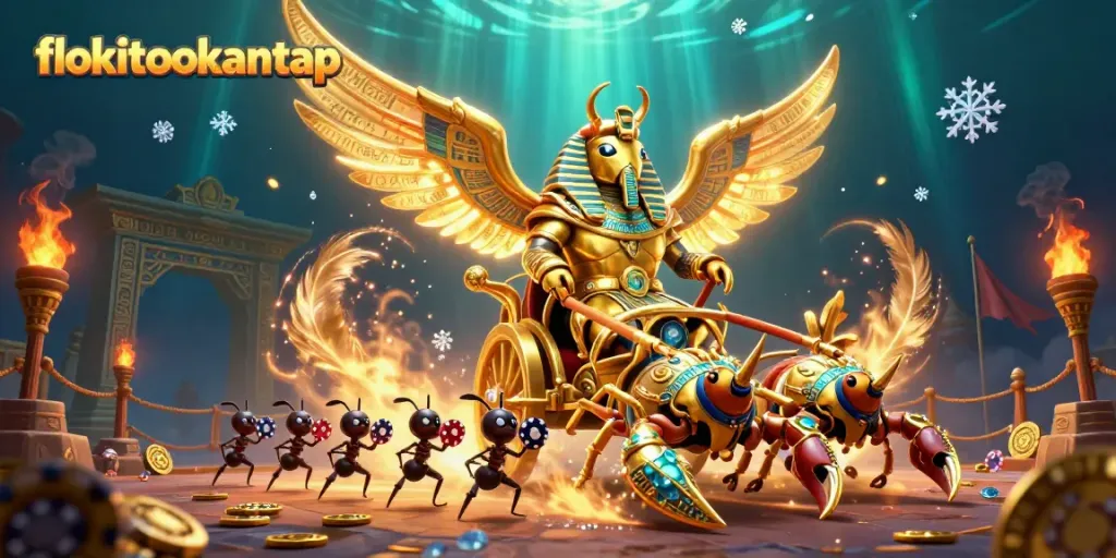 Engage in high-stakes gambling adventures with flokitotokantap through a dynamic fantasy scene.