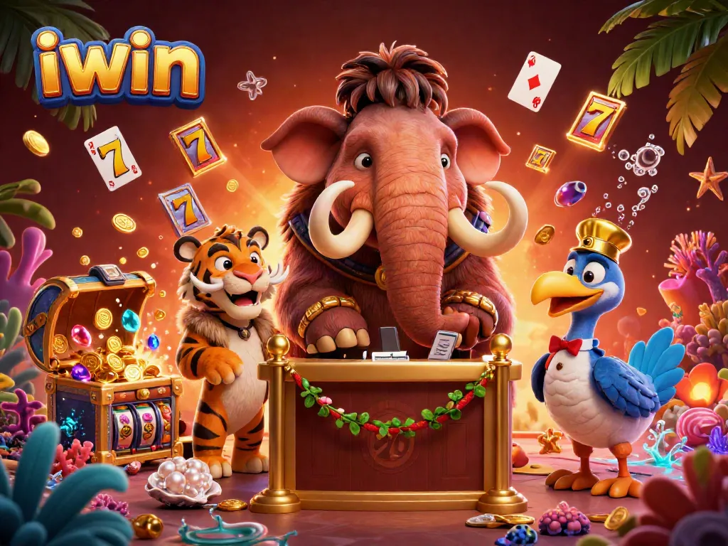 Experience the excitement of iwin with a dynamic casino scene featuring engaging characters and vibrant elements.