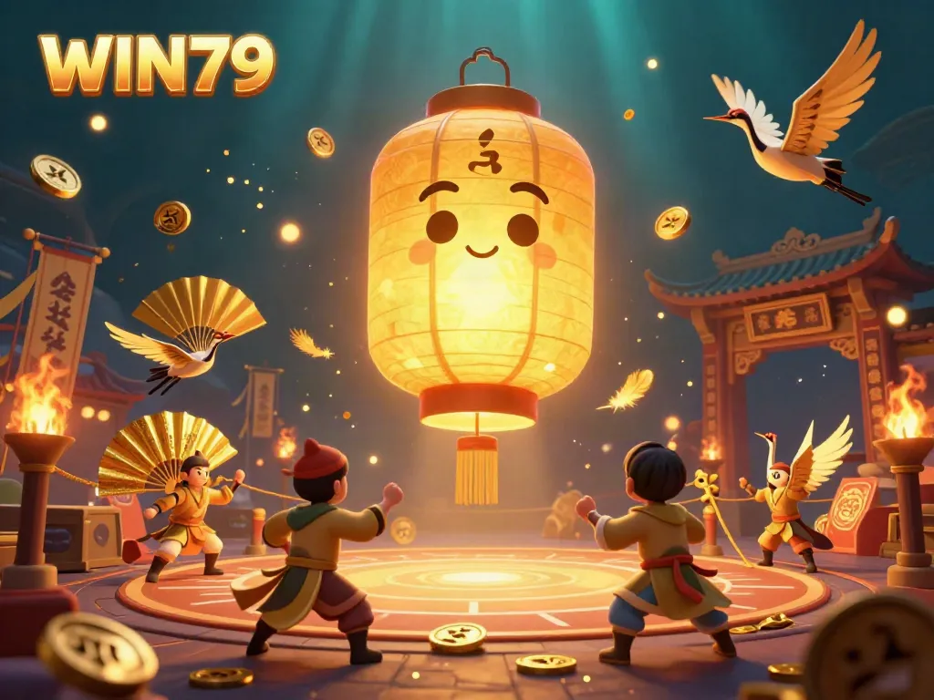 Win79 promotes engaging gambling experiences through vibrant casino scenes featuring lucky symbols and action.