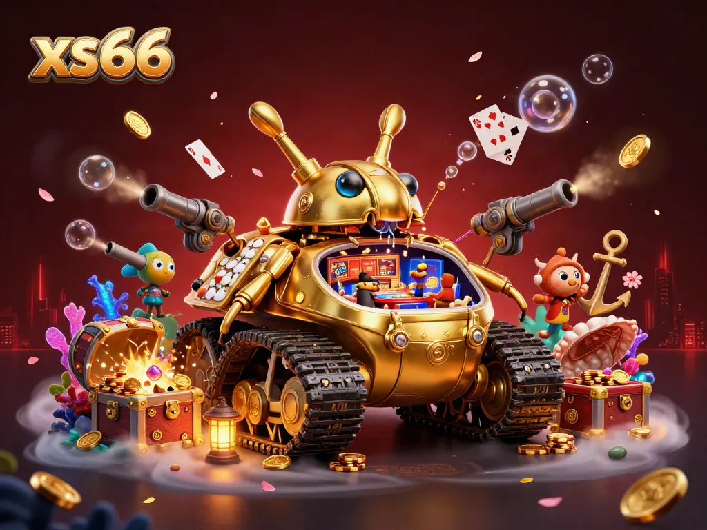 Experience the thrill of xs66 in a whimsical casino scene filled with gold and confetti.
