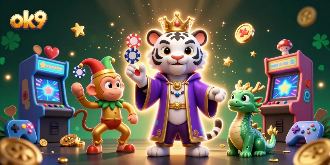 Experience the excitement of ok9 with engaging 3D casino characters and vibrant game elements.