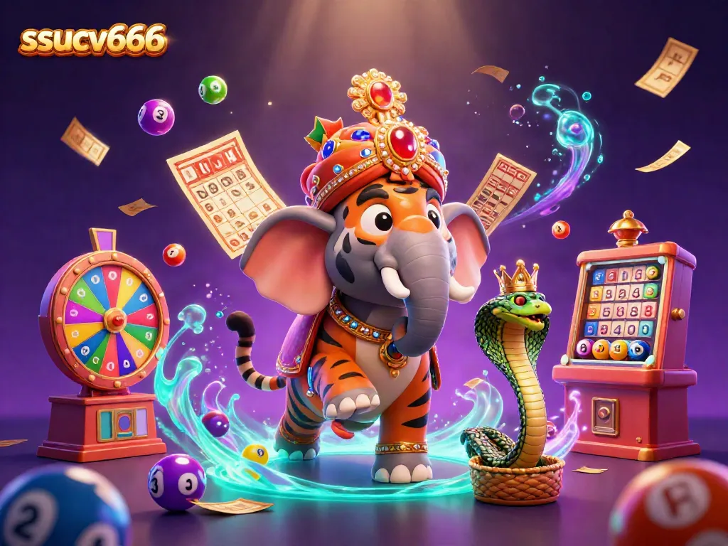 Experience excitement with ssucv666 through a vibrant 3D illustration of a casino scene.