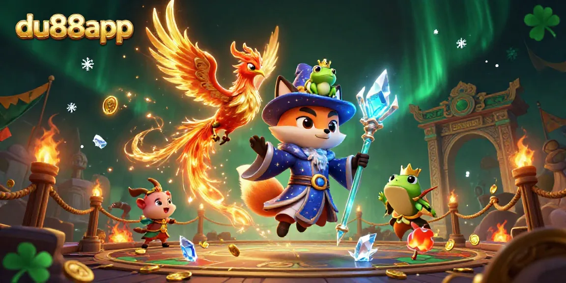 Engage with du88app's vibrant casino world featuring mystical characters and golden elements.
