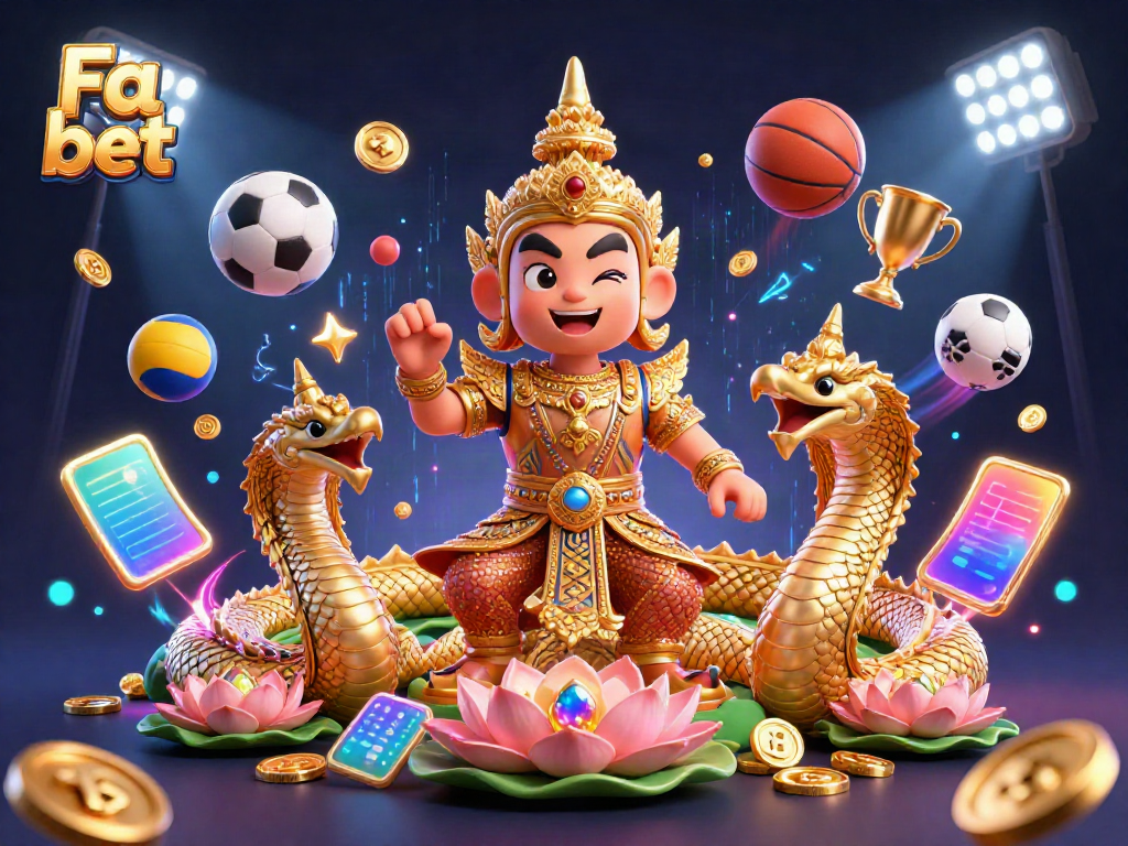 Experience thrilling betting action with Fa bet in this vibrant scene showcasing sports elements and mystical characters.