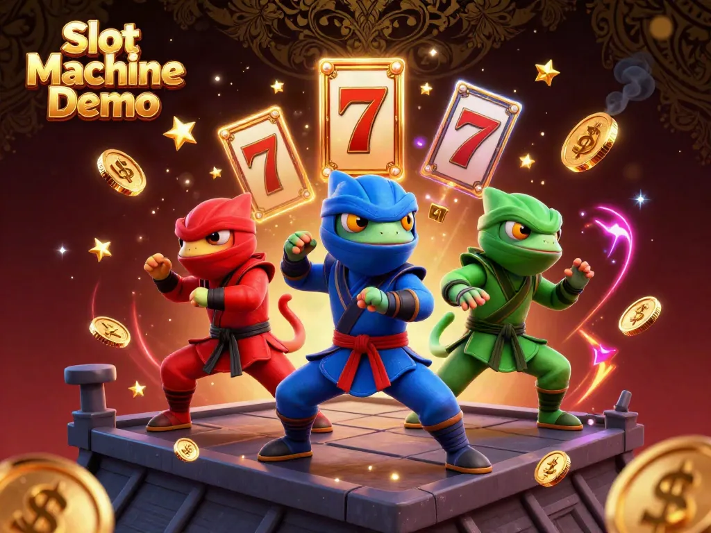 Experience thrilling Slot Machine Demo action with ninja chameleons and dynamic slot game elements.