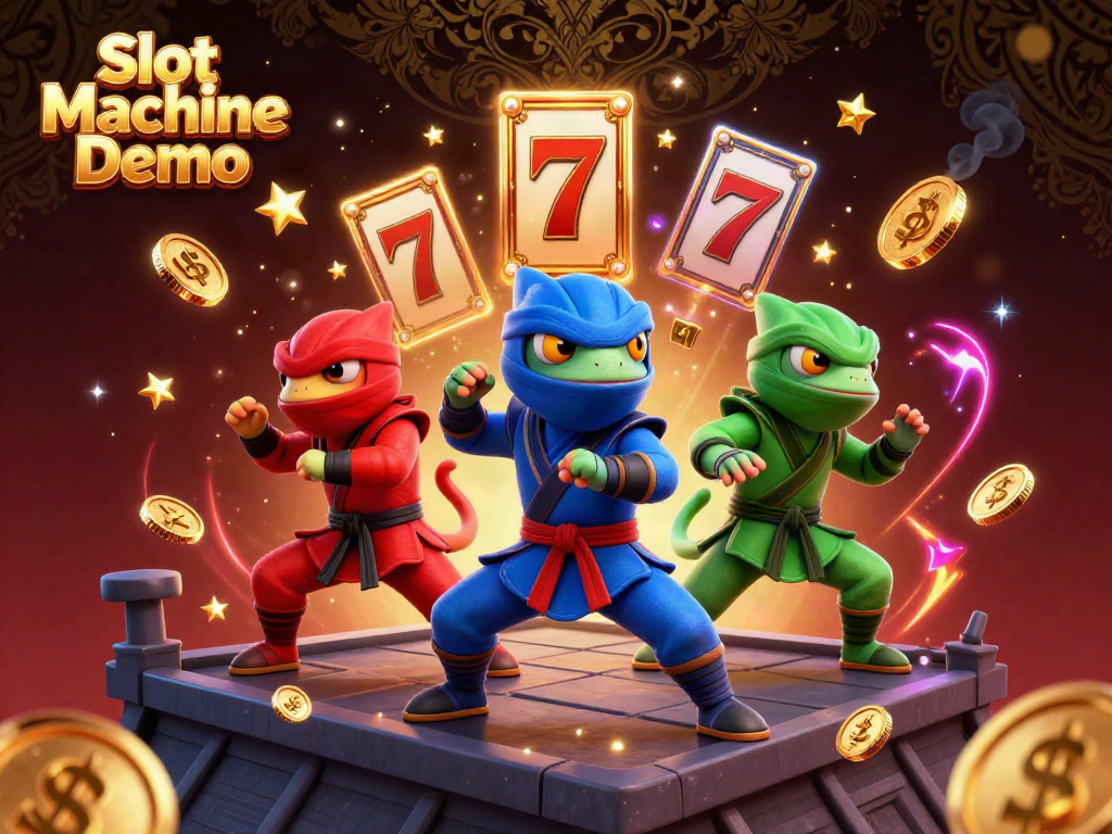 Experience thrilling Slot Machine Demo action with ninja chameleons and dynamic slot game elements.