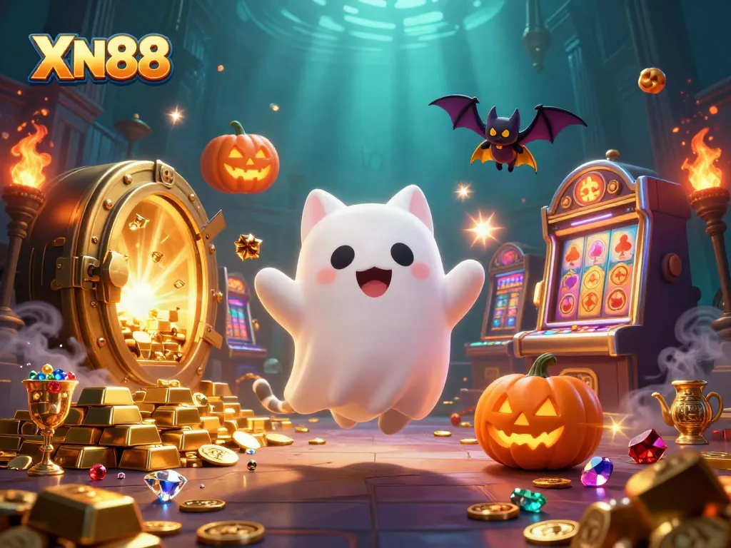 Experience the excitement of XN88 casino with a ghost cat and shimmering treasures