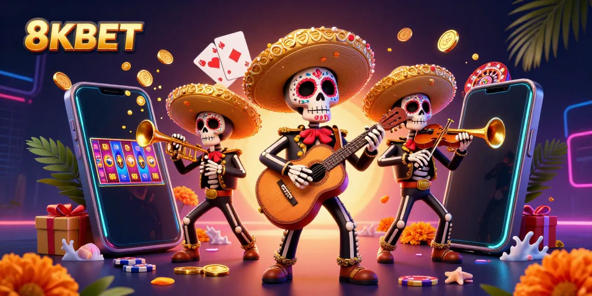 Engage with the vibrant world of 8KBET gaming, featuring a lively mariachi band.