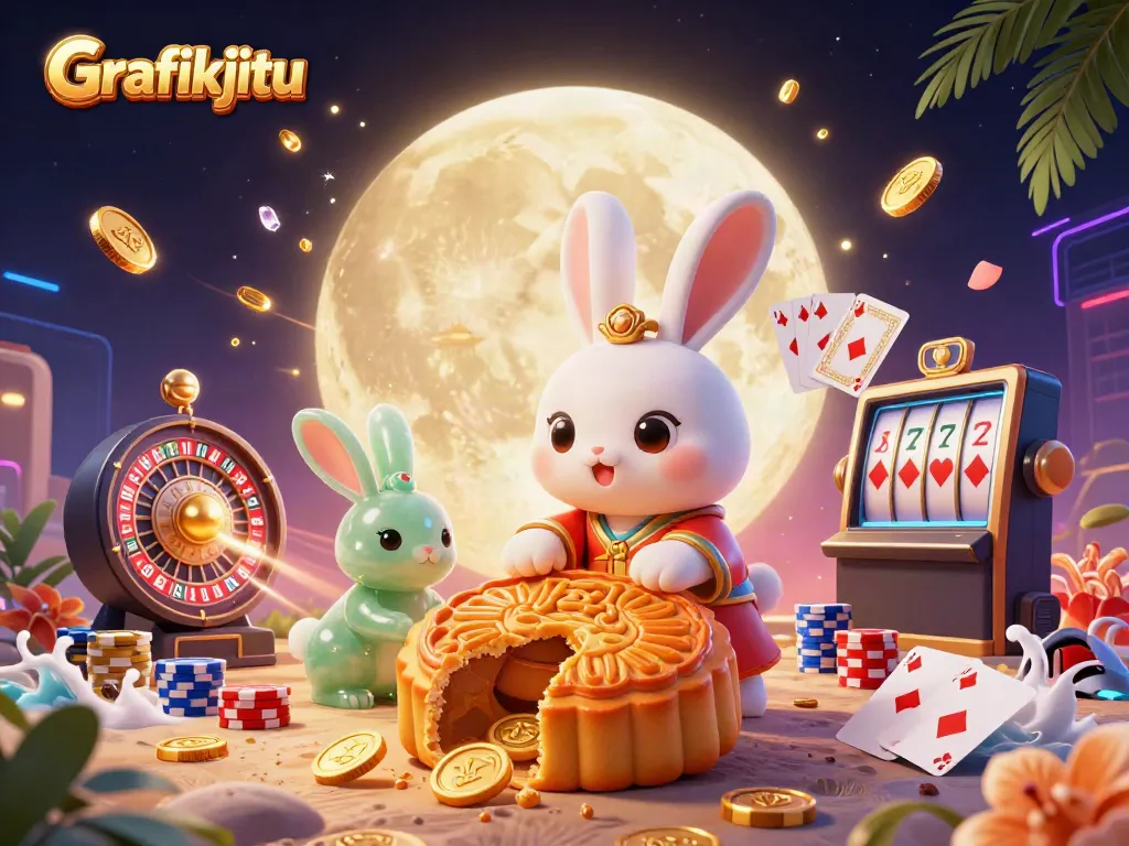 Experience the excitement of Grafikjitu as the moon rabbit unveils poker treasures.