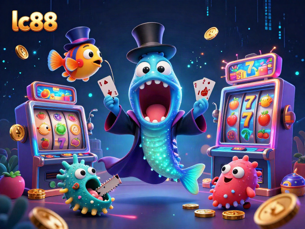 lc88 engages players with card tricks from a bioluminescent eel in a magical underwater casino.