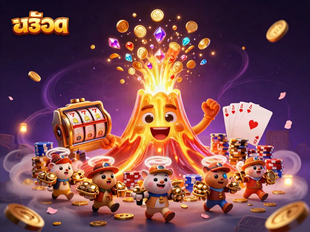 Spin the slots with golden treasures in this vibrant casino scene showcasing สล็อต gameplay.
