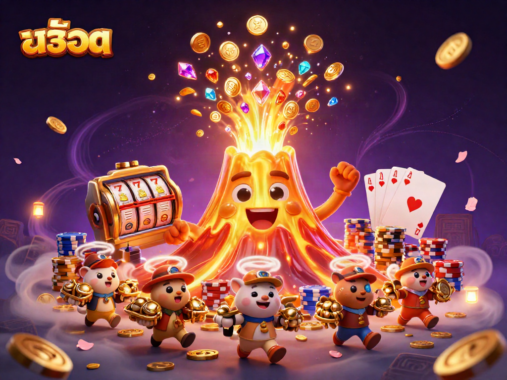 Spin the slots with golden treasures in this vibrant casino scene showcasing สล็อต gameplay.