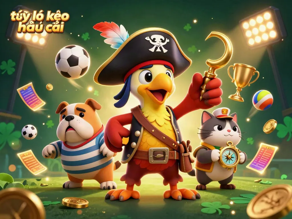 Experience thrilling sports action with tỷ lệ kèo nhà cái, showcasing dynamic characters and elements in a vibrant gambling scene.